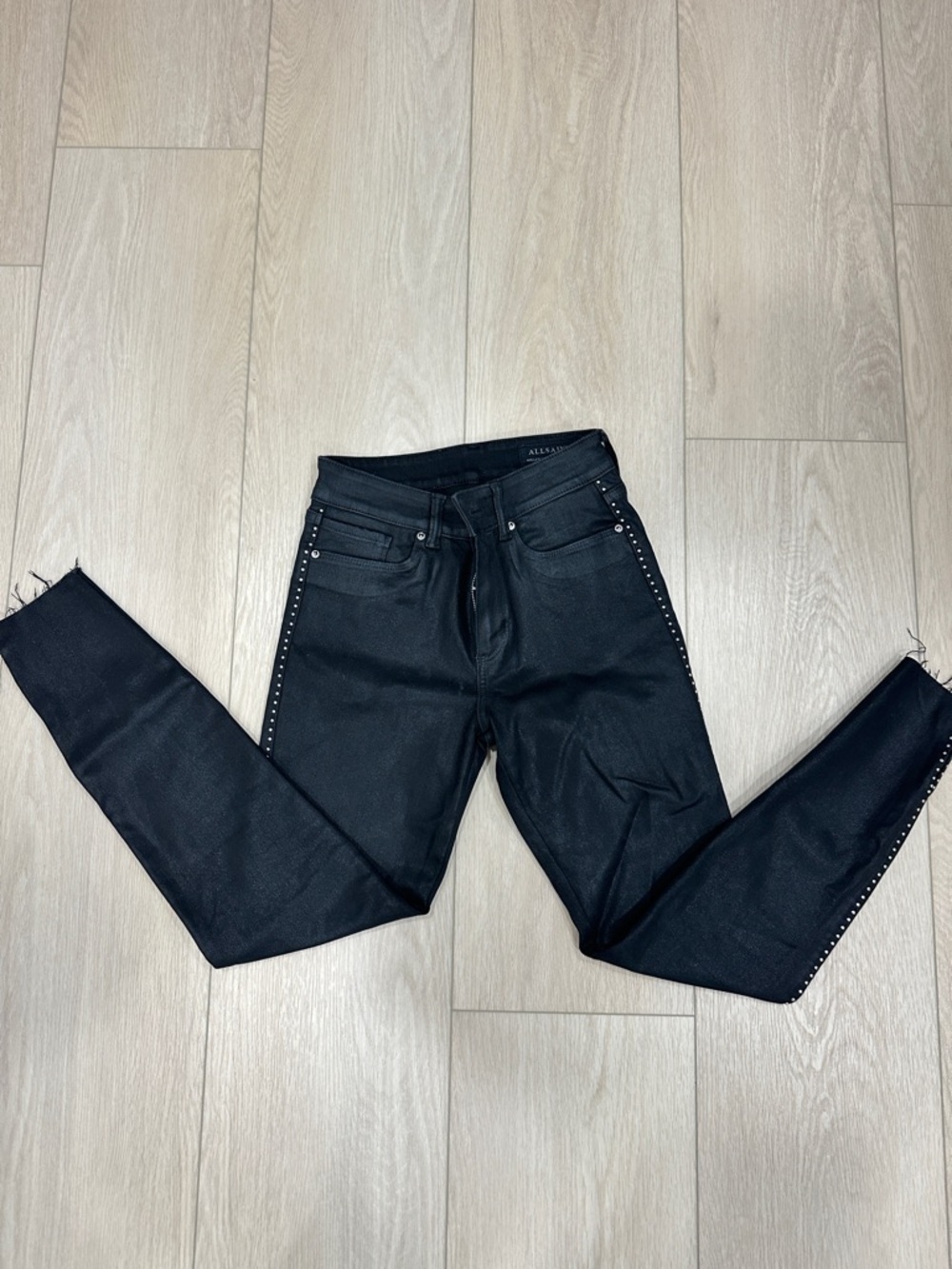 All Saints Black Studded Skinny Jeans